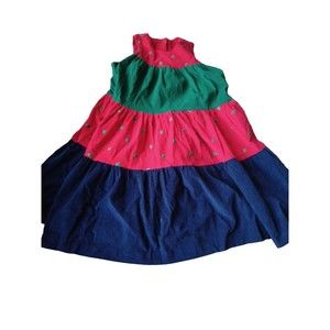 Girl’s Sz 6x Glorimont HOLIDAY DRESS Corduroy Red Blue Green Christmas Ornament